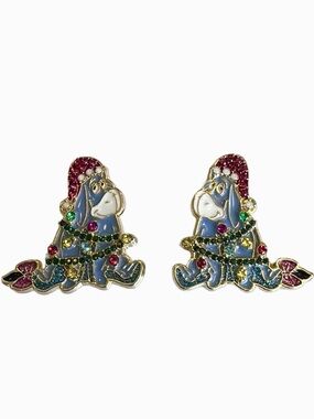 New Disney x Baublebar Christmas Santa Eeyore Enamel Stud Earrings